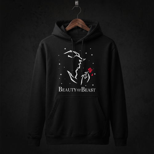 Beauty and the Beast Cast Hoodie front (Black)